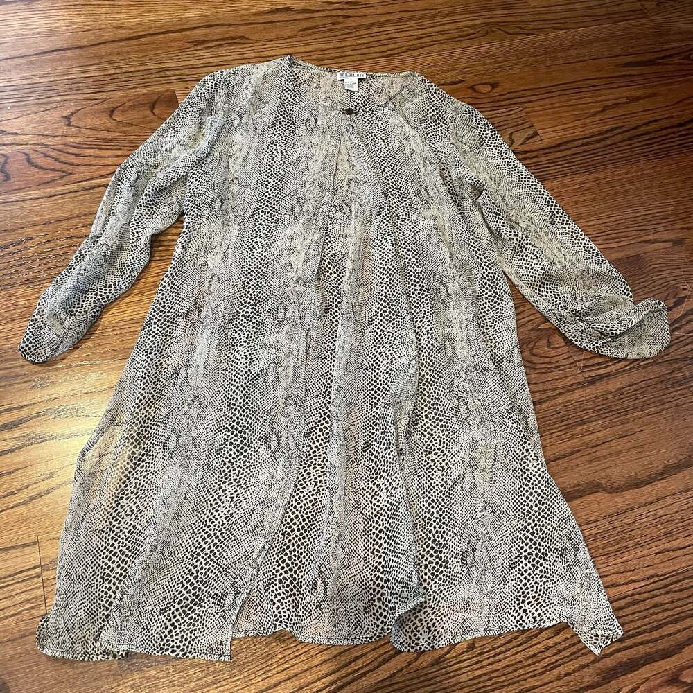 Robbie Bee 100% Silk Snake Print Sheer Cardigan Size 10